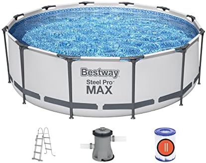 BESTWAY 56418 - Piscina Desmontable Tubular Steel Pro MAX 366 x 100 cm, con Depuradora Cartucho 2.006 L/H y Escalera