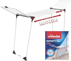 Vileda Infinity Flex | Tendedero Grande | Estante telescópico Extensible | Secador ya montado | Alas Altas