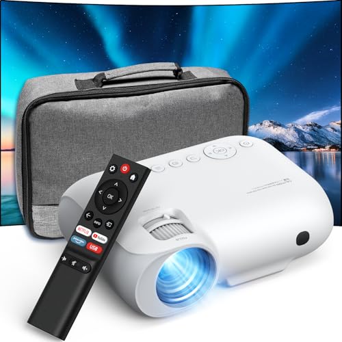 Proyector 4K【Netflix Oficial y 1000+ Apps incorporadas】YOTON Y9 Proyector Portátil WiFi Bluetooth 28000L, Pantalla de 200" con 50% Zoom, Cine en Casa Vídeoproyector Soporte iOS/Android/HDMI(con bolso)