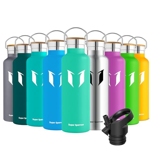 Super Sparrow Botella Agua Acero Inoxidable - Botella Agua Niños - 350ml/500ml/620ml/750ml/1L - Botella Termica Boca Estándar - Sin BPA, para Niños & Adultos, Deporte, Oficina, Yoga, Ciclismo