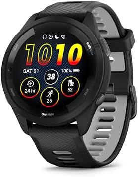 Garmin Forerunner 265 Reloj Inteligente para Correr con GPS, Pantalla Táctil AMOLED, Métricas Optimizadas, Planes de Entrenamiento, Pay, Música, Autonomía de 13 Días, Negro