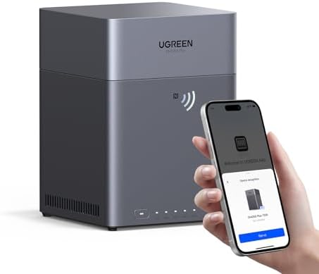 UGREEN NASync DH4300 Plus NAS de Escritorio 4 Bahías, Puerto LAN 2,5 GB, 8 GB RAM, Conexión NFC One-Touch, Álbum Familiar/Bebé AI, Nube Personal Hogar/Oficina (Sin Discos)