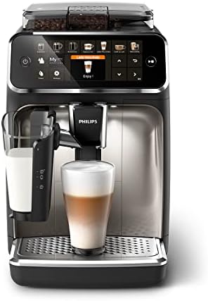 Philips 5400 Series Superautomatic Coffee Maker - LatteGo Milk System, 12 Coffee Varieties, Intuitive Display, 4 User Profiles, Chrome (EP5447/90)