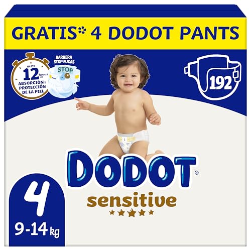 Dodot Sensitive Talla 4, 192 Pañales Para Bebé, 9kg-15kg