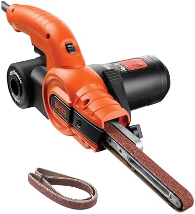 BLACK+DECKER Lijadora de Lima 350W, Velocidad Variable 900-1600 rpm, Ancho de Banda 13mm, Incluye 3 Bandas de Lija y Sistema de Recogida de Polvo - KA900E