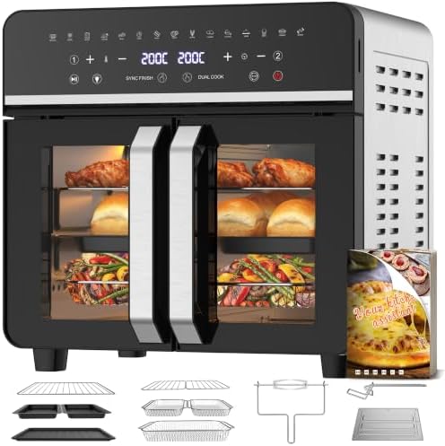 23L Family Air Fryer, Mini Oven Single/Double Cooking Zone,Sep Temp
