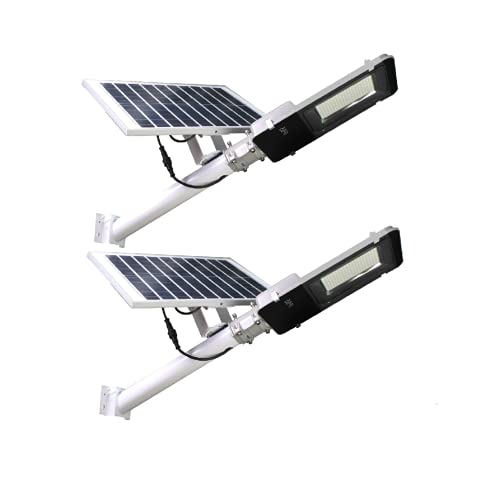 Jandei - Pack x 2 Farola Solar Exterior, Potente 2500 Lúmenes, Impermeable IP65, Panel Solar y Mando a Distancia Incluido, Luz Blanca Fría 6000K, Ideal para Jardín, Patio, Camino y Muro