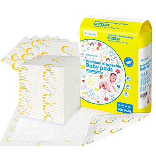 Cambiadores Desechables para bebé, 100 Unidades, para incontinencia, Forro para Cambiar pañales, absorción rápida, Suave, Transpirable, Impermeable, a Prueba de Fugas, 13 x 18 Pulgadas