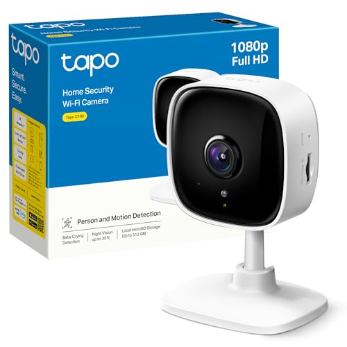 Tapo – Cámara de vigilancia Wi-Fi de Interior 1080P, para bebés y Mascotas, visión Nocturna, detección de Movimiento, Audio bidireccional, Almacenamiento en SD, Compatible con Alexa, Blanco