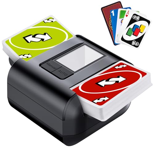 OBLITZON Electric Automatic Card Shuffler for 1-2 Decks - Auto/Manual Mode Rechargeable 2000mAh USB-C - Silent - Compatible with Poker, Blackjack, UNO, Texas Hold'em, Skip-Bo and Phase 10