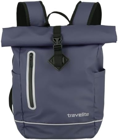 travelite Waterproof Roller Backpack, Bicycle Rucksack, Leisure Backpack with Roll Up Closure and Reflectors, BASICS, 48 cm, 19 Litres