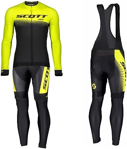 assocauicy Conjunto Ciclismo Hombre Manga Larga,Ropa Ciclismo Invierno Pantalones con 3D para Almohadillas De Gel