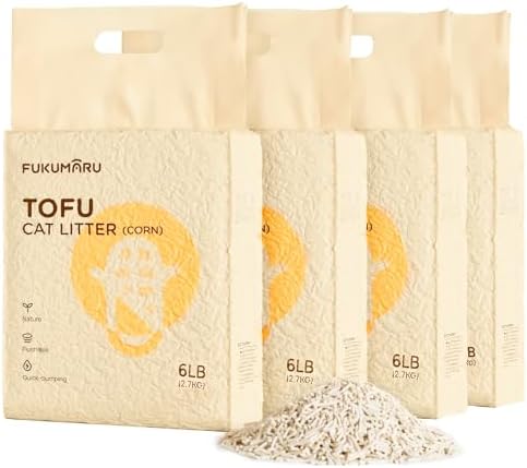 FUKUMARU Arena de Tofu para Gatos 10.8kg - Arena aglomerante para Gatos, Mezcla de pellets de maíz, Libre de Polvo y fácil de aglomerar, Control de olores, se Puede desechar en el Inodoro
