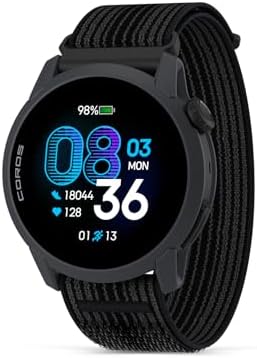 COROS Pace 4 Reloj GPS Deportivo Ultraligero, Pantalla Táctil AMOLED 1.2", 19 días de Uso Diario, Control por Voz, Herramientas Avanzadas de Entrenamiento, Monitor de Ritmo Cardíaco (Nailon,Negro)