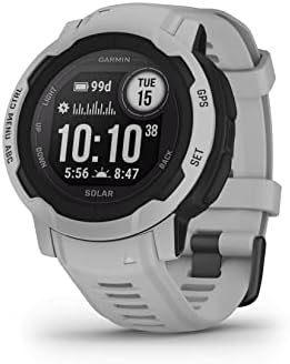 Garmin Instinct 2 Solar, Reloj inteligente con GPS resistente al agua, carga solar, funciones deportivas, pulsioximetría, puntuación de sueño y notificaciones del smartphone, Gris