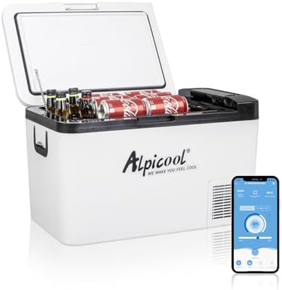 Alpicool K25 25 Litros Neveras de Viaje Portátil Nevera Congelador de Coche 12/24V CC Eléctrica Frigoríficos para Automóvil para Camping, Viajes, Picnic