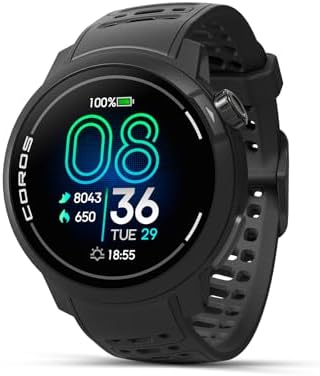 COROS Pace Pro Reloj Deportivo GPS, Pantalla táctil AMOLED 1,3 Pulgadas, Procesador más rápido, 20 días de Batería, Navegación con mapas globales sin conexión, Seguimiento del Sueño, Carrera (Negro)