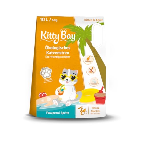 Kitty Bay – Pawperol Spritz – Arena para Gatos Eco aglomerante y sin Polvo, Tofu y Mandioca, 10 litros