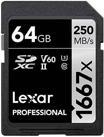 Lexar Professional 1667x SD Card 64GB, SDXC UHS-II Memory Card, Up to 250MB/s Reading, for Professional Photographer, Camerographist, Enthusiast (LSD64GCB1667)
