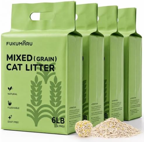 FUKUMARU Arena para Gatos con Tofu y mijo 10,8 kg, Arena aglomerante de Origen Vegetal a Base de maíz, con bajo Contenido en Polvo, Absorbente y sin olores, Biodegradable, desechable en el Inodoro